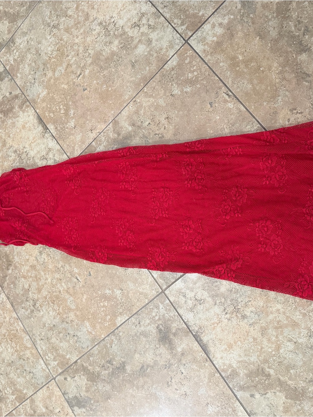Meshki Red Lace Maxi Dress